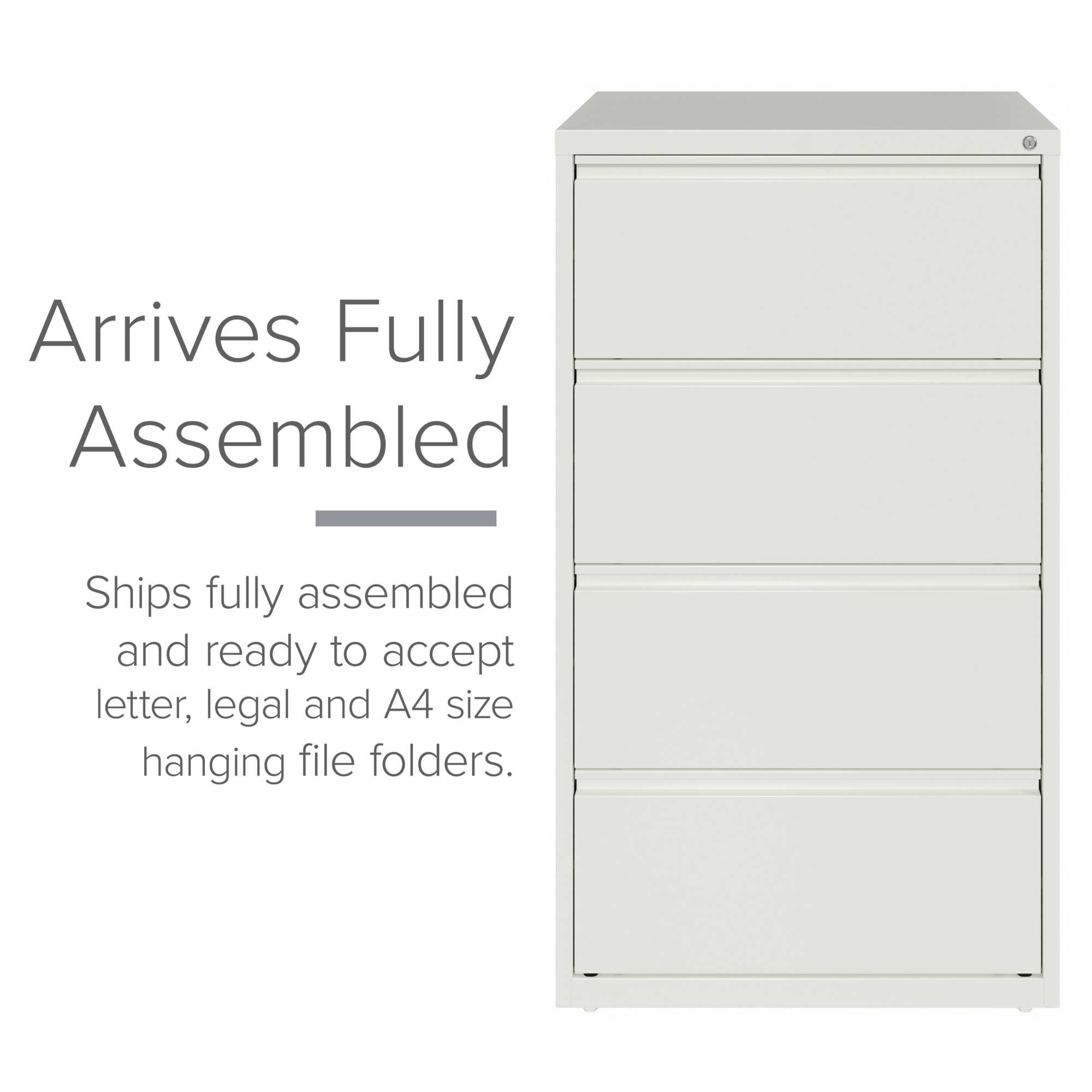 Hirsh Industries, 4 Drawer Lateral File Width 30 in, Depth 18.